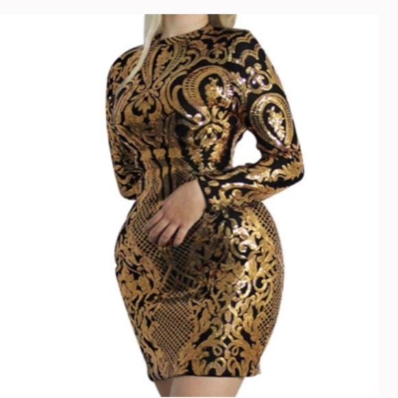 Gold Sequin Cocktail Dress - Picture 4 of 4